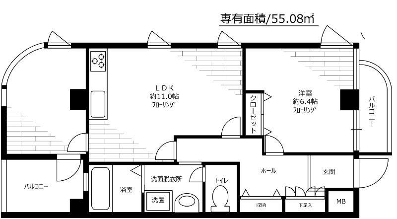 丸晶ビル(2LDK/3階)の間取り写真
