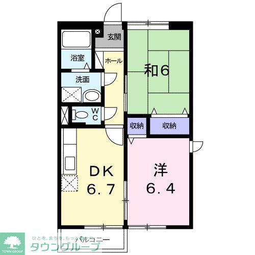ラフォーレ花・弐番館(2DK/1階)の間取り写真