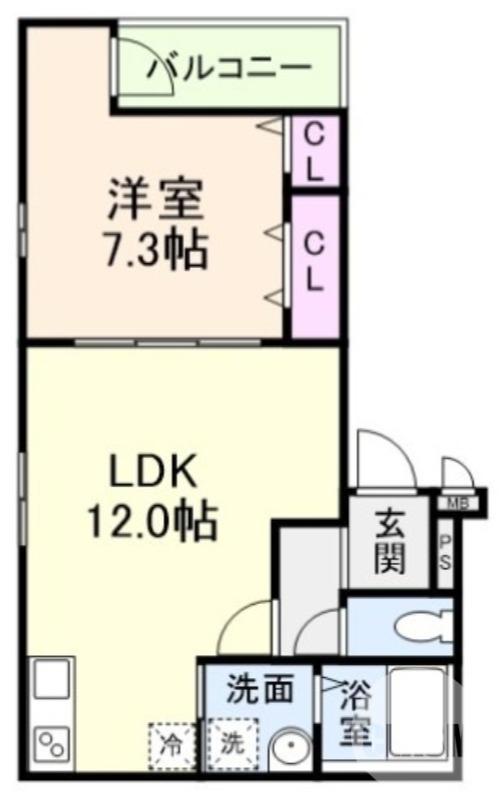 ラヴェリテ鳳(1LDK/1階)の間取り写真