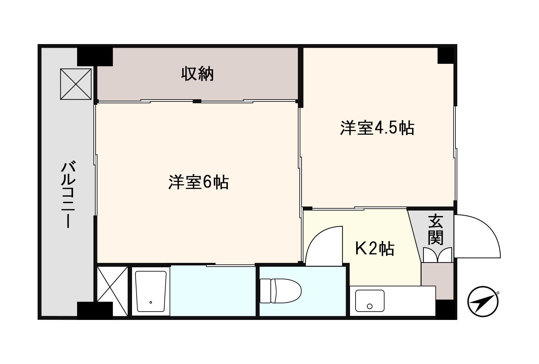 アシスト足利マンションII(2K/2階)の間取り写真