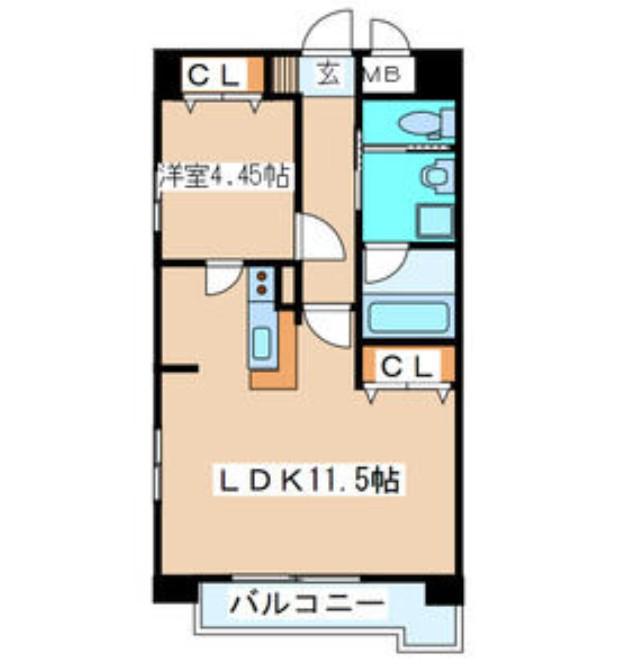 新田東レジデンス(1LDK/2階)の間取り写真