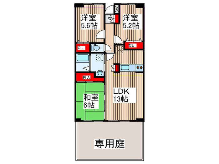 トランヴェール(3LDK/1階)の間取り写真