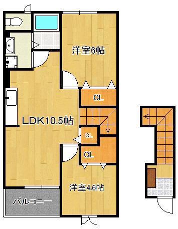 サンパティーク(2LDK/2階)の間取り写真