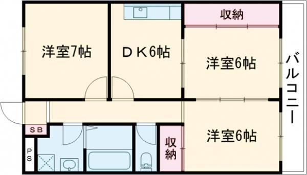 YKRシャンボール(3DK/2階)の間取り写真