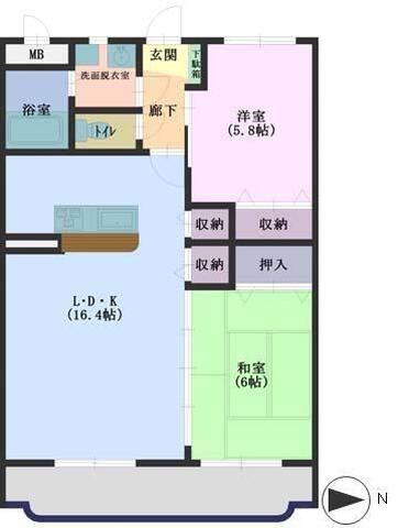 サンリア A(2LDK/2階)の間取り写真
