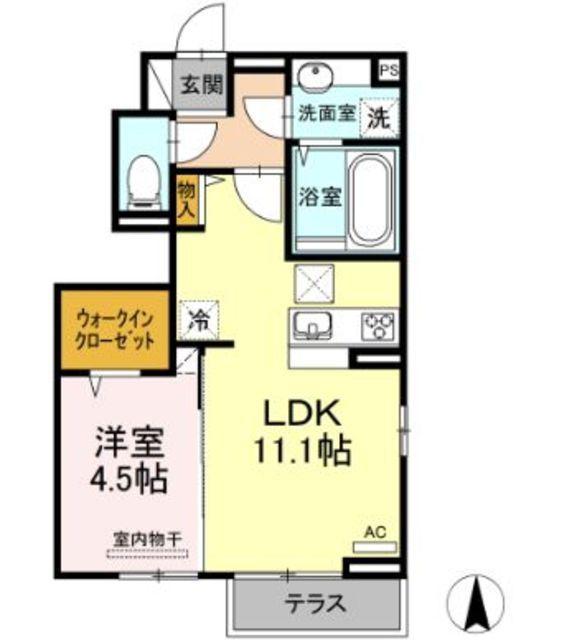 パレルモ(1LDK/1階)の間取り写真