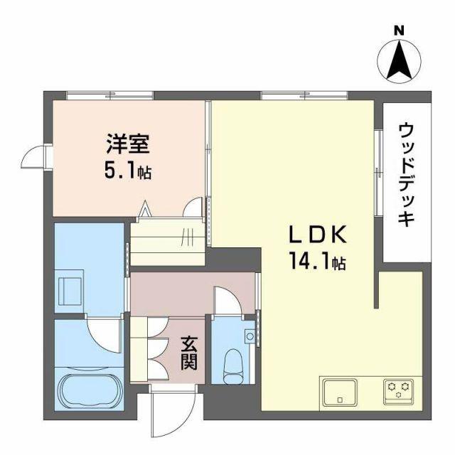 リーベン メーア(1LDK/1階)の間取り写真