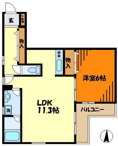 ミラベル諏訪(1LDK/1階)の間取り写真