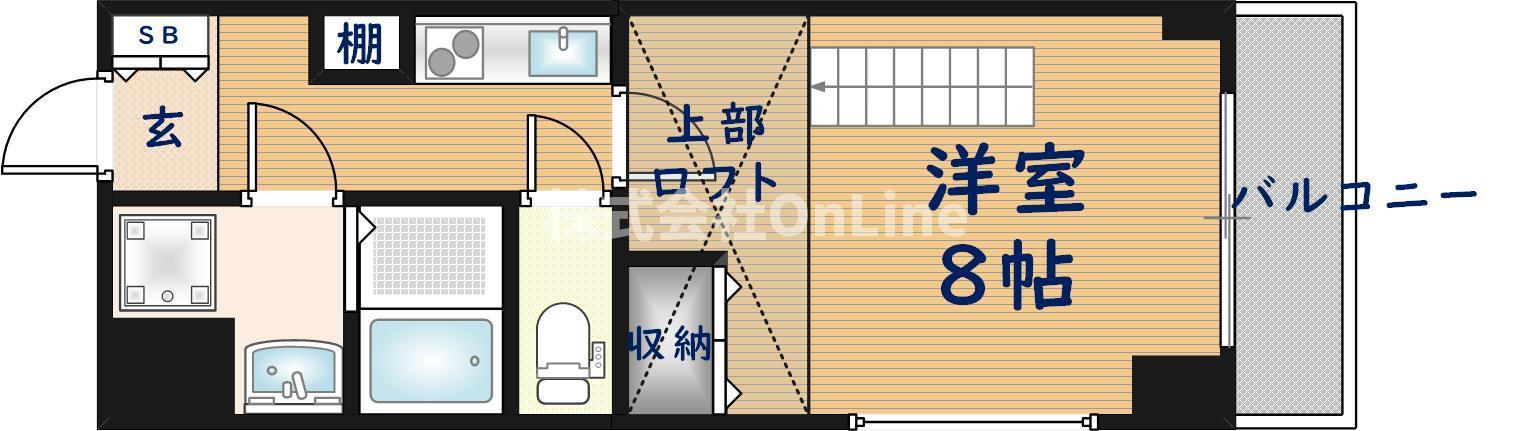 INOVE長瀬III(1K/3階)の間取り写真