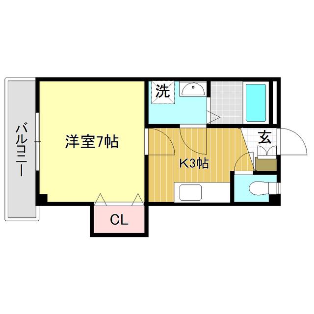 ヴィラ弥右衛門(1K/2階)の間取り写真