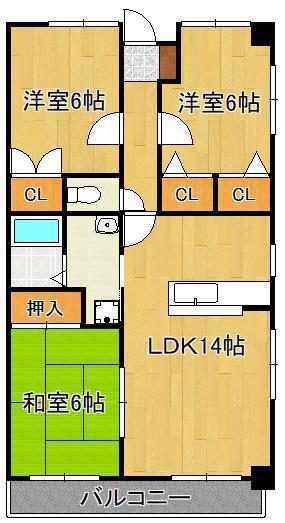 ネオパトスS1(3LDK/7階)の間取り写真