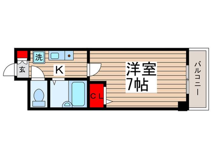 CASSIA南行徳(1K/2階)の間取り写真
