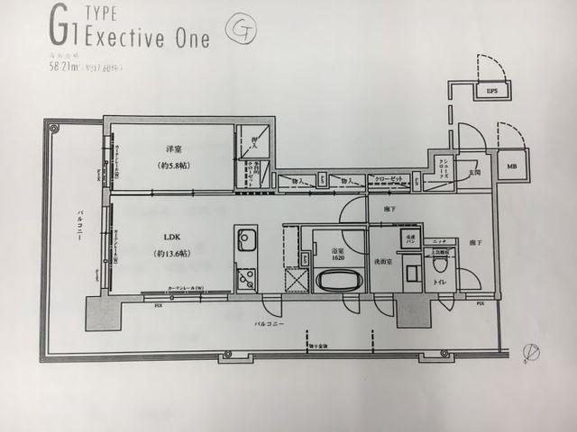 テングッド渡辺通(1LDK/13階)の間取り写真