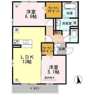 セジュール三ツ池 A棟(2LDK/3階)の間取り写真