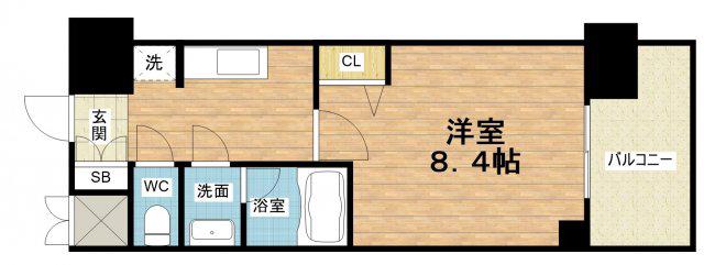 SPLENDIDE NAMBAIII(1K/13階)の間取り写真