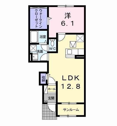 アルバーダ(1LDK/1階)の間取り写真