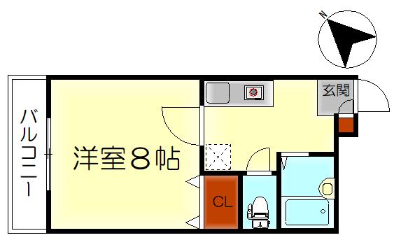 呉中央682(1K/2階)の間取り写真