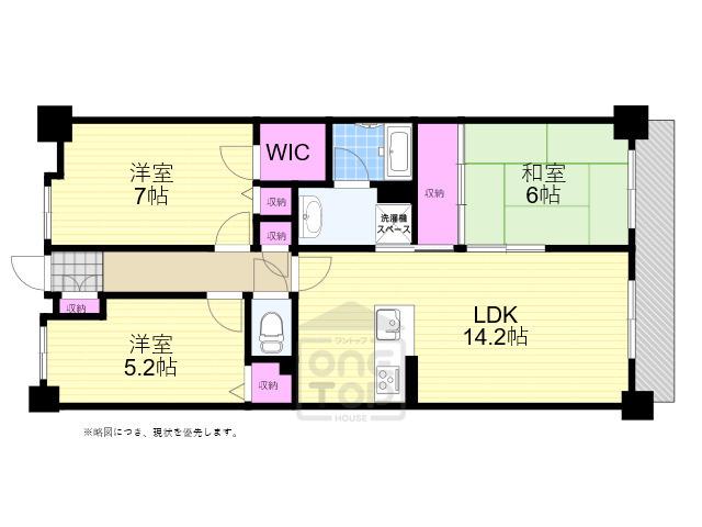 コスモ茨木上穂積(3LDK/2階)の間取り写真