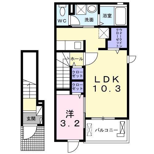 MINE(1LDK/2階)の間取り写真