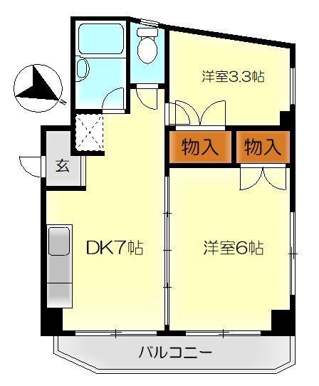 白島2NDビル(2DK/2階)の間取り写真