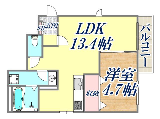 リタ・フレール一番町(1LDK/2階)の間取り写真