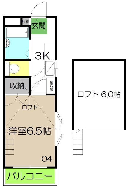 ピュア高須II(1SK/4階)の間取り写真