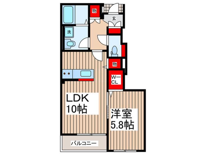 吉川市吉川美南アパート(1LDK/1階)の間取り写真