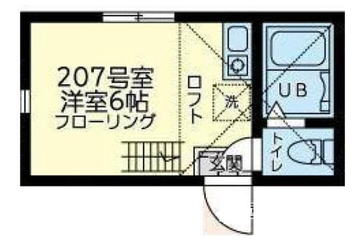 ユナイト黄金町ファンタナモーレ(ワンルーム/2階)の間取り写真