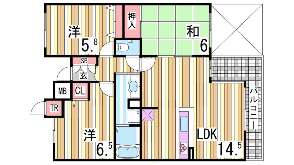セントファミーユ西神戸ノースフィールド(3LDK/3階)の間取り写真