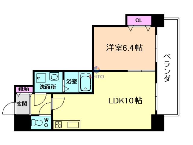 アルグラッド梅田ウエスト(1LDK/14階)の間取り写真