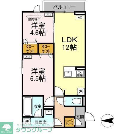 セレスティア西寺尾 A(2LDK/3階)の間取り写真