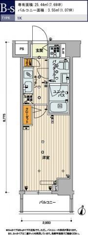 スカイコートパレス明大前(1K/4階)の間取り写真