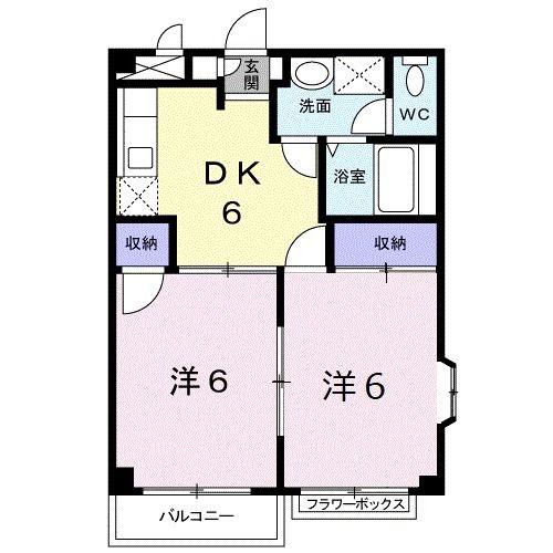 ルピナスN(2DK/2階)の間取り写真