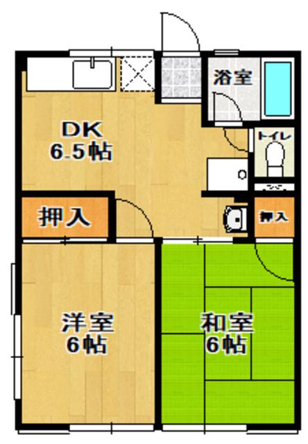 シティハイムメルローズ(2DK/1階)の間取り写真