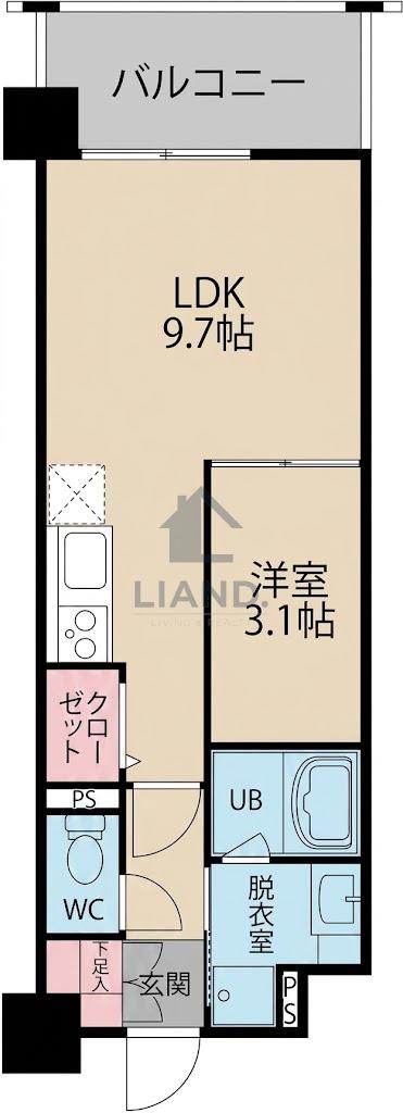 エアポート博多ワード(1LDK/6階)の間取り写真