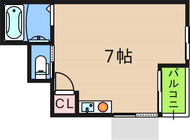 ハイツ玉出中(ワンルーム/1階)の間取り写真