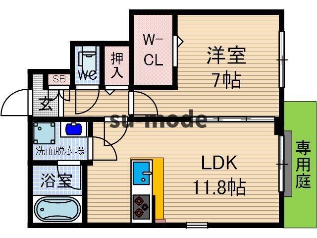 シェリール上泉(1LDK/1階)の間取り写真