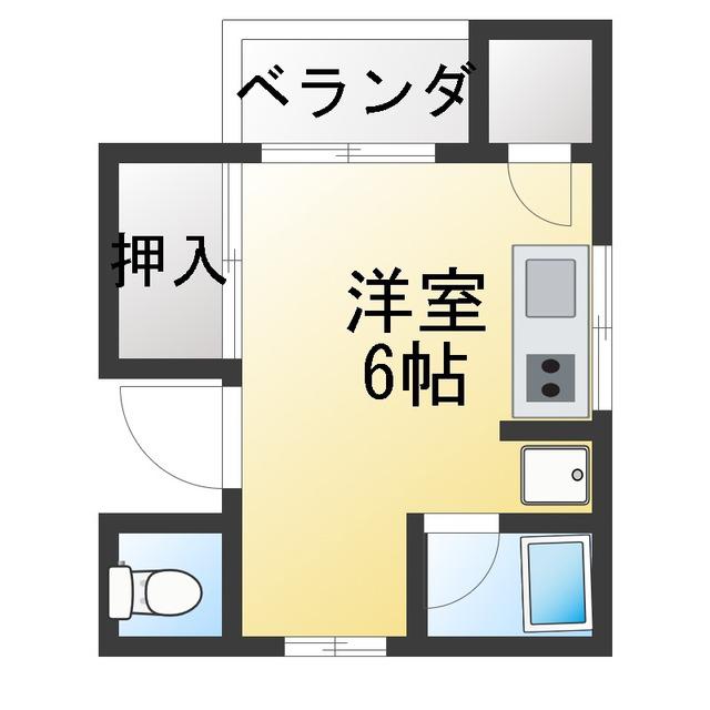 古山荘B棟(ワンルーム/2階)の間取り写真