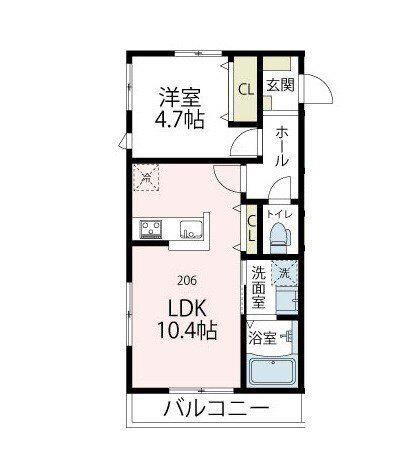 ブルーム武蔵中原(1LDK/2階)の間取り写真
