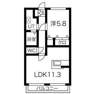 サン・FRIENDSM舟津(1LDK/2階)の間取り写真