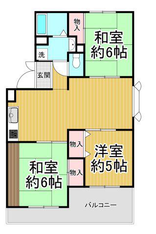 サニーハイツ高台C棟(3LDK/3階)の間取り写真