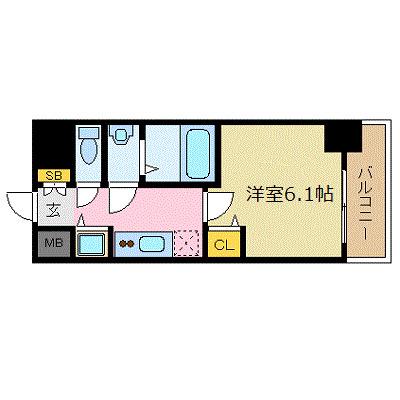 プレサンス難波駅前(1K/7階)の間取り写真