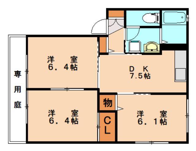フォレスト20A棟(3DK/2階)の間取り写真
