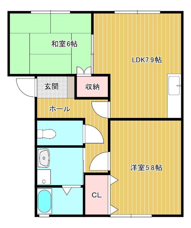 プライム I(2LDK/1階)の間取り写真