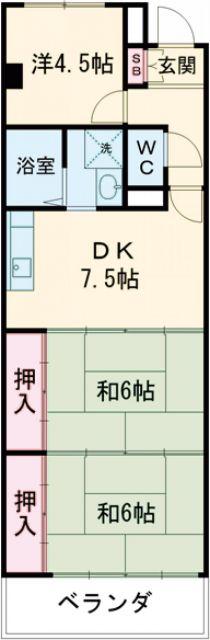 エリートハイツ伊賀(3DK/3階)の間取り写真