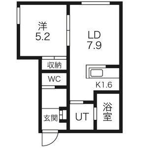 MOCO BLACK(1LDK/2階)の間取り写真