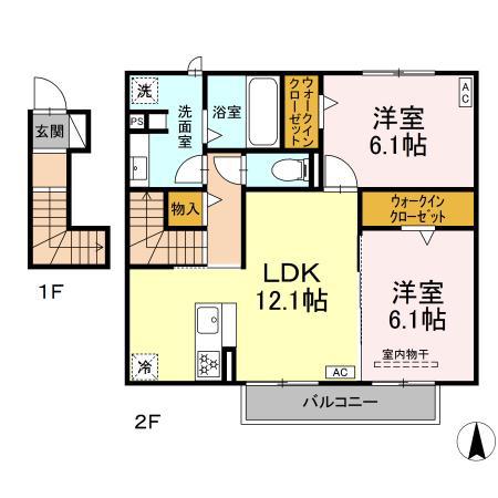 M・トリシア(2LDK/2階)の間取り写真