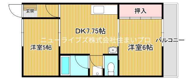 ジーエム藤田町ウエスト(2DK/2階)の間取り写真