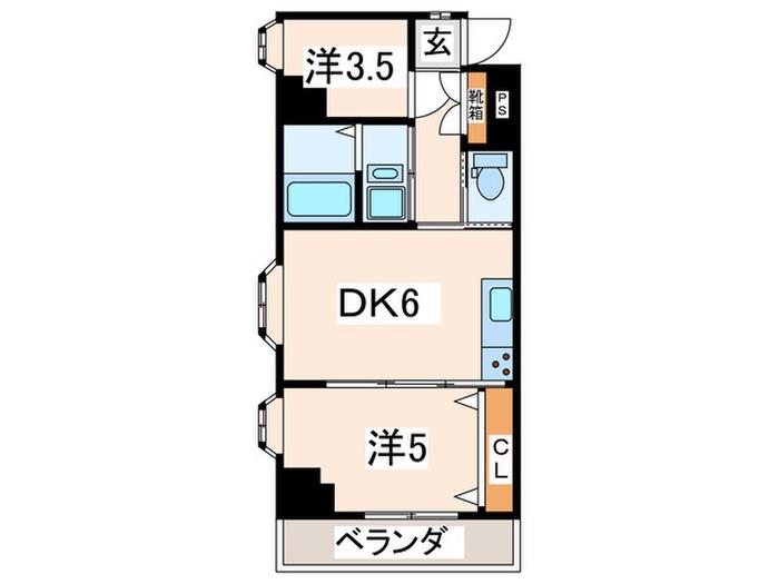 ライオンズマンション関内第3(2DK/3階)の間取り写真