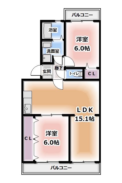 メゾン・ド・エソールI(2LDK/3階)の間取り写真
